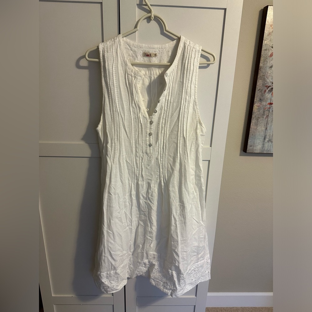 Faherty Isha dress, white eyelet, medium